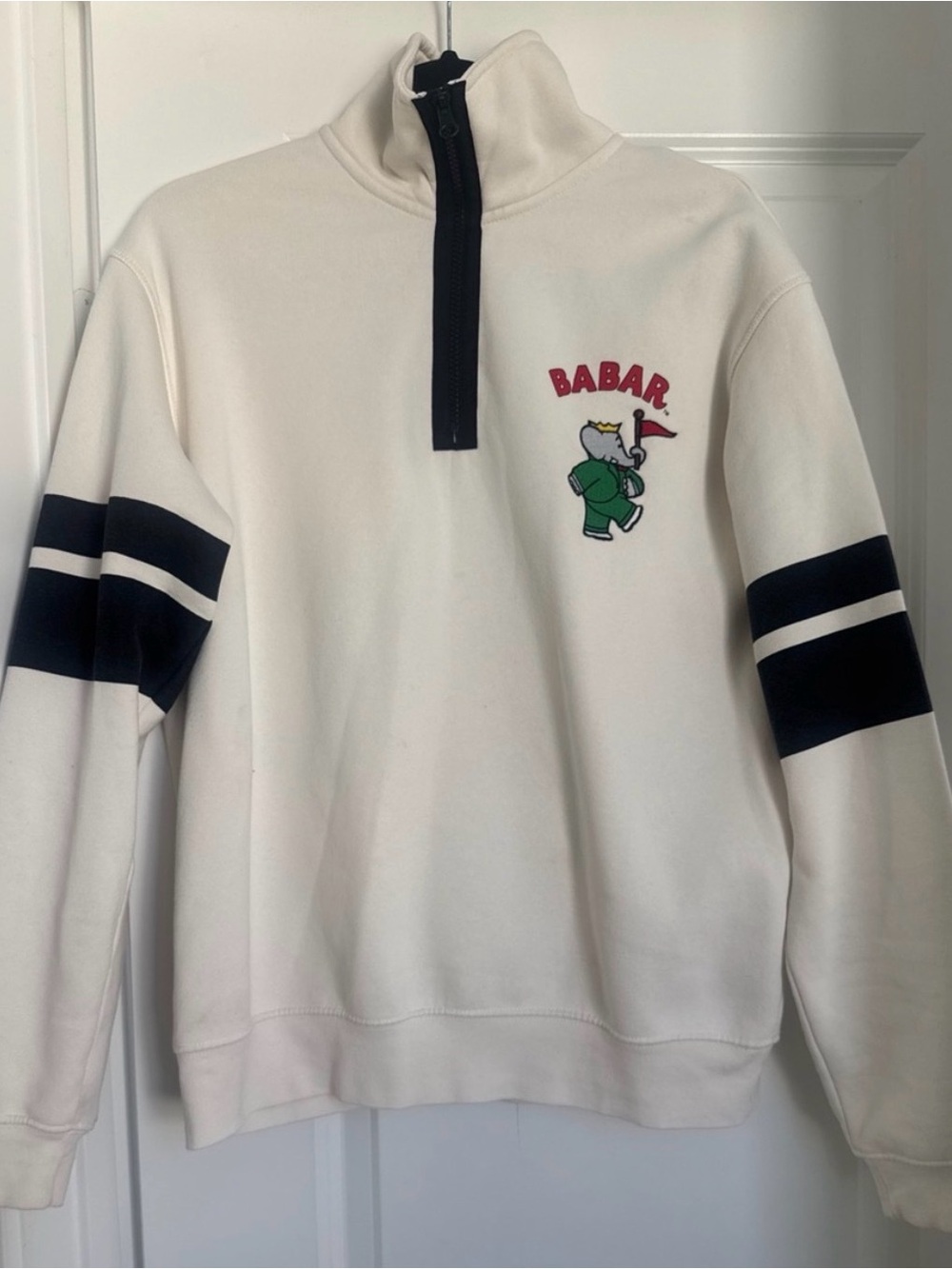 Zara Babar Limited Edition Cream Zip Long Sleeve Pullover Sweater Size Small